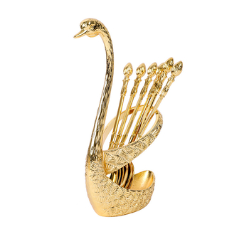 Европейски креативни метални занаяти, лебедова лъжица, домакинска десертна закуска, популярна кафена малка лъжичка, декоративни орнаменти