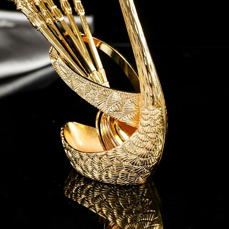 Европейски креативни метални занаяти, лебедова лъжица, домакинска десертна закуска, популярна кафена малка лъжичка, декоративни орнаменти