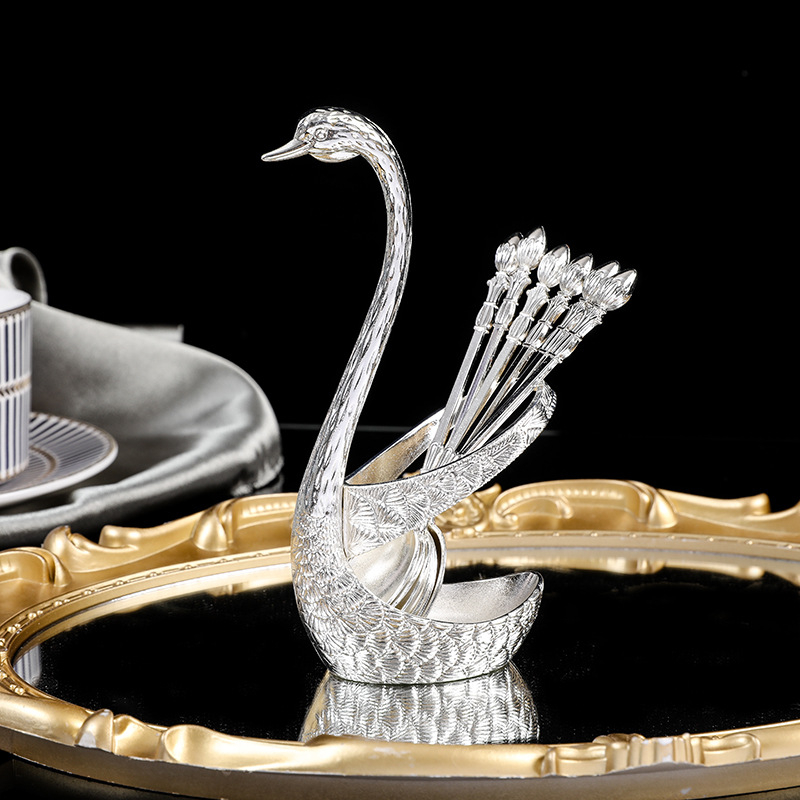 Европейски креативни метални занаяти, лебедова лъжица, домакинска десертна закуска, популярна кафена малка лъжичка, декоративни орнаменти