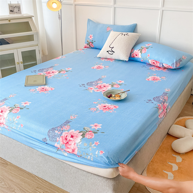 Nahasõbralik lihvimistrükk ühes tükis voodimüts lihtne üliõpilaskodu ühe toote voodikate madratsikaitse komplekt kolmeosaline hulgimüük