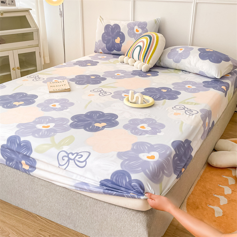 Nahasõbralik lihvimistrükk ühes tükis voodimüts lihtne üliõpilaskodu ühe toote voodikate madratsikaitse komplekt kolmeosaline hulgimüük