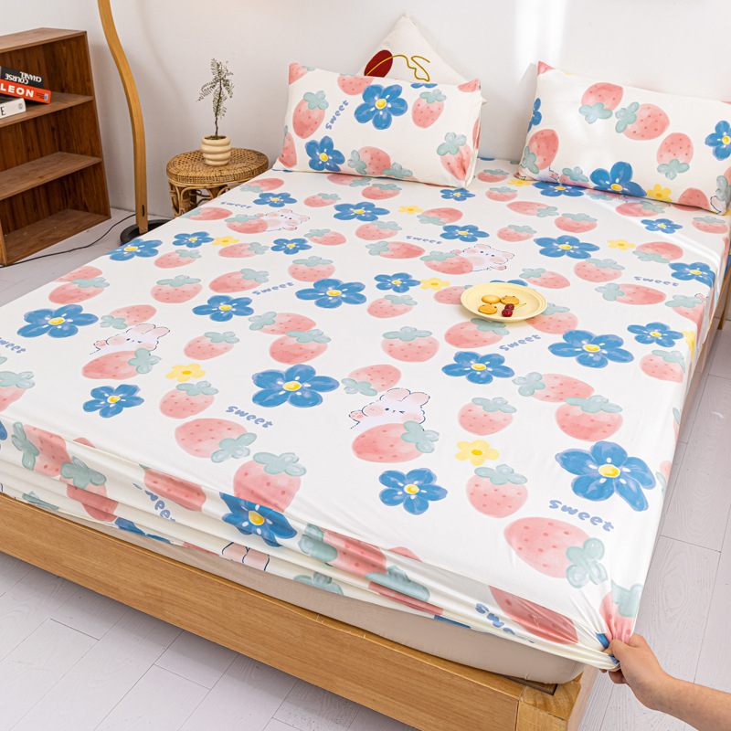 Nahasõbralik lihvimistrükk ühes tükis voodimüts lihtne üliõpilaskodu ühe toote voodikate madratsikaitse komplekt kolmeosaline hulgimüük