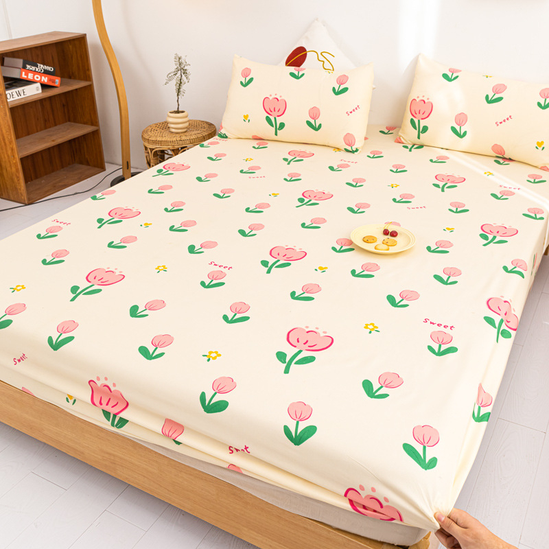 Nahasõbralik lihvimistrükk ühes tükis voodimüts lihtne üliõpilaskodu ühe toote voodikate madratsikaitse komplekt kolmeosaline hulgimüük