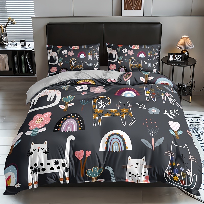 Tarpvalstybinis kačių gėlių rašto patalynės kostiumas, kvėpuojantis ir patogus miegamojo kambario dekoravimas „Amazon“