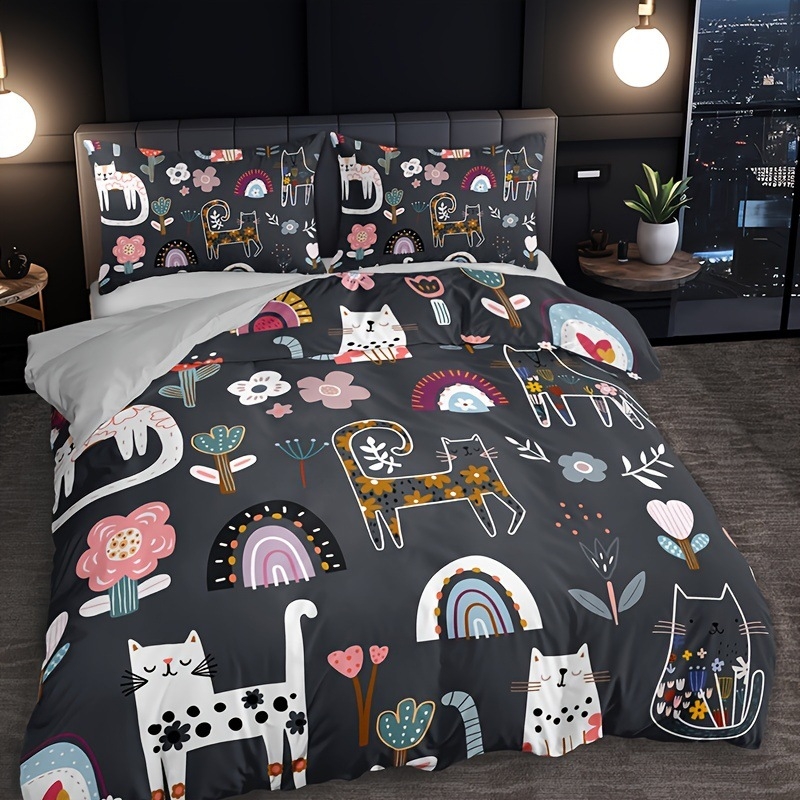 Tarpvalstybinis kačių gėlių rašto patalynės kostiumas, kvėpuojantis ir patogus miegamojo kambario dekoravimas „Amazon“