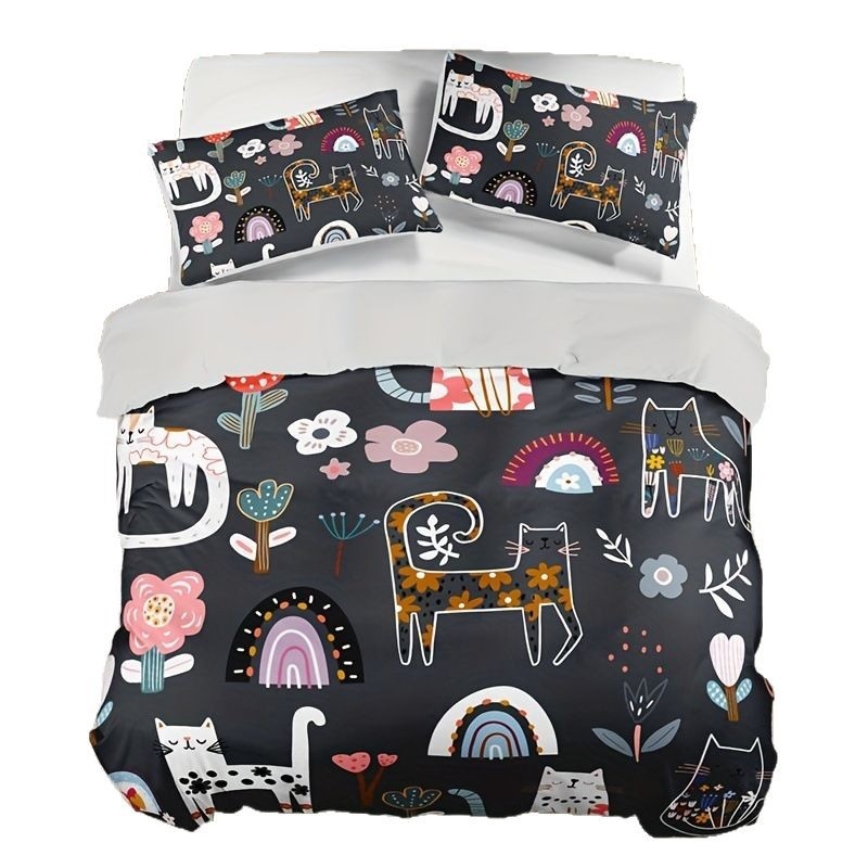 Tarpvalstybinis kačių gėlių rašto patalynės kostiumas, kvėpuojantis ir patogus miegamojo kambario dekoravimas „Amazon“