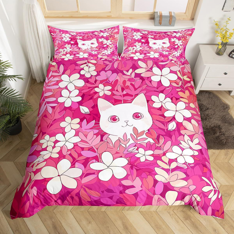 Tarpvalstybinis kačių gėlių rašto patalynės kostiumas, kvėpuojantis ir patogus miegamojo kambario dekoravimas „Amazon“