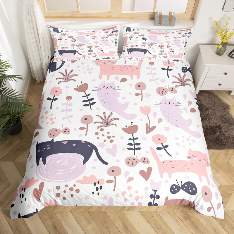 Tarpvalstybinis kačių gėlių rašto patalynės kostiumas, kvėpuojantis ir patogus miegamojo kambario dekoravimas „Amazon“