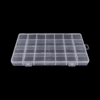 1,8 aukščio fiksuota 28 grotelių permatoma pp plastikinė dėžutė elektroninių komponentų pakavimo dėžutė stalviršio daiktadėžė su dangčiu