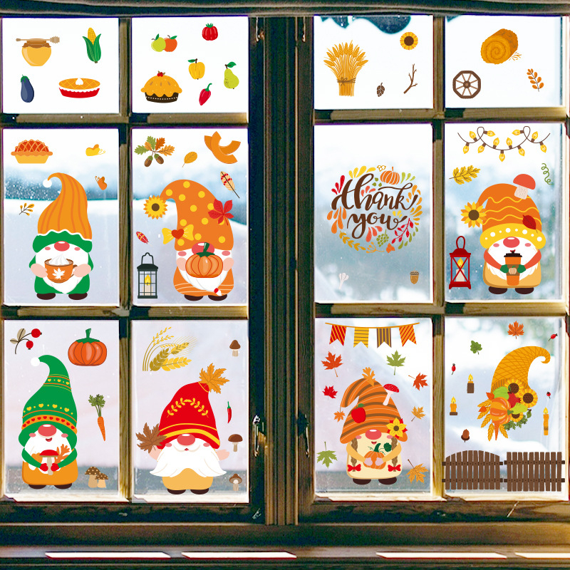 Tarpvalstybiniai Padėkos dienos tarpvalstybiniai rudens kritulių modeliavimo klevo lapo kūrybiniai elektrostatiniai lipdukai stiklo langams dekoratyviniai tapybos sienų lipdukai