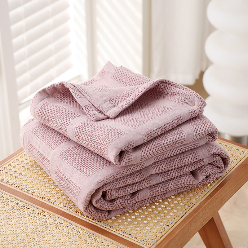 Grynos medvilnės vaflinės marlės rankšluosčių antklodė, medvilninis rankšluostis, sofos antklodė, viengulė ir dvigulė vasarinė vėsi antklodė, vaikiška plona antklodė