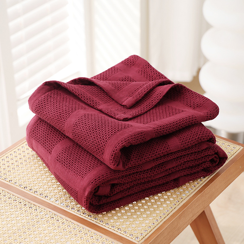 Grynos medvilnės vaflinės marlės rankšluosčių antklodė, medvilninis rankšluostis, sofos antklodė, viengulė ir dvigulė vasarinė vėsi antklodė, vaikiška plona antklodė