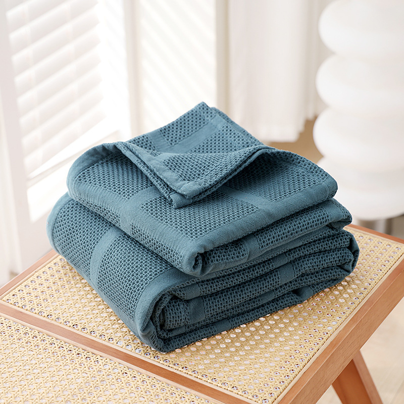 Grynos medvilnės vaflinės marlės rankšluosčių antklodė, medvilninis rankšluostis, sofos antklodė, viengulė ir dvigulė vasarinė vėsi antklodė, vaikiška plona antklodė