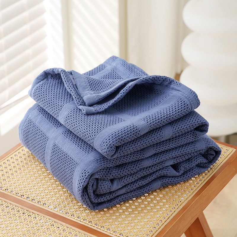 Grynos medvilnės vaflinės marlės rankšluosčių antklodė, medvilninis rankšluostis, sofos antklodė, viengulė ir dvigulė vasarinė vėsi antklodė, vaikiška plona antklodė