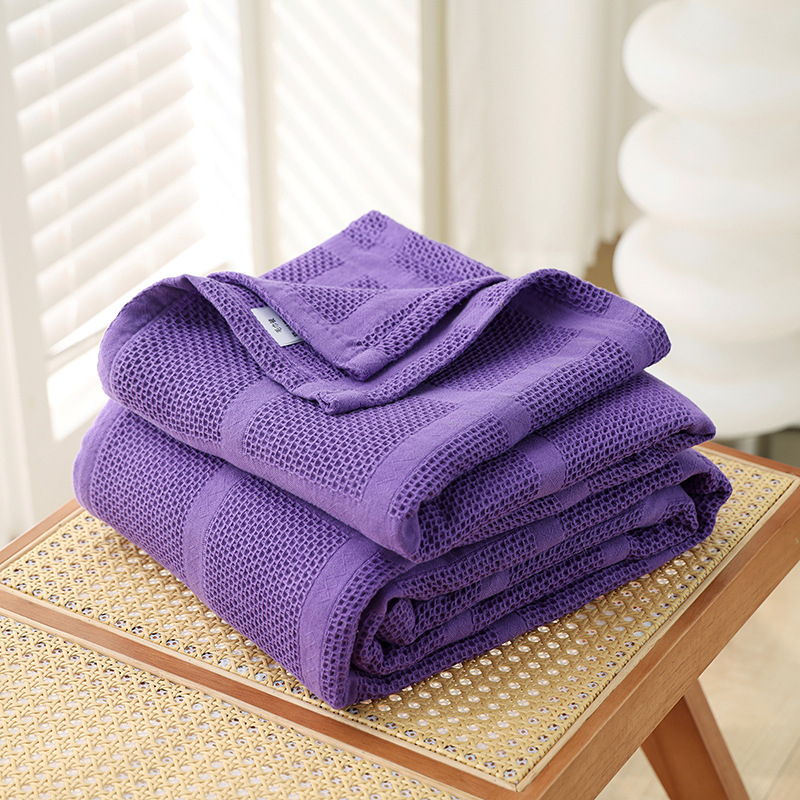 Grynos medvilnės vaflinės marlės rankšluosčių antklodė, medvilninis rankšluostis, sofos antklodė, viengulė ir dvigulė vasarinė vėsi antklodė, vaikiška plona antklodė