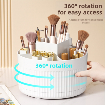 Επιτραπέζιο περιστρεφόμενο κύλινδρο αποθήκευσης καλλυντικών πινέλων, ράφι αποθήκευσης καλλυντικών, τραπέζι, τραπέζι ντυσίματος, πινέλο σκιάς ματιών, κουτί κραγιόν, θήκη για στυλό