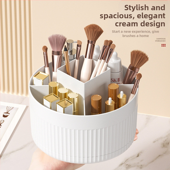 Επιτραπέζιο περιστρεφόμενο κύλινδρο αποθήκευσης καλλυντικών πινέλων, ράφι αποθήκευσης καλλυντικών, τραπέζι, τραπέζι ντυσίματος, πινέλο σκιάς ματιών, κουτί κραγιόν, θήκη για στυλό