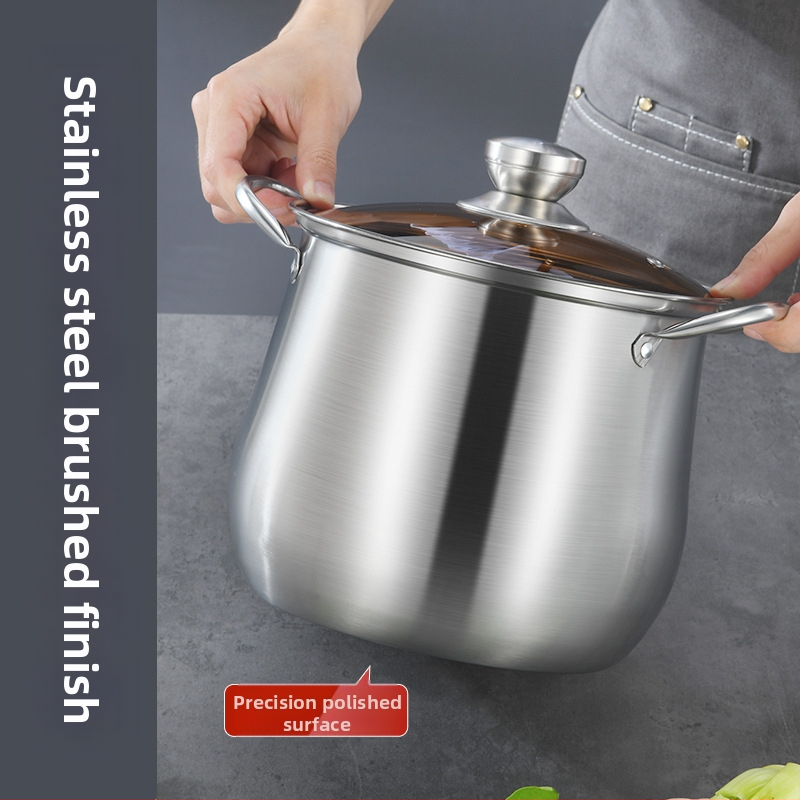 Неръждаема стомана тенджера за супа с двойно дъно, дъгова яхния, удебелена висока тенджера за супа, директна доставка от фабриката, голям капацитет, подаръчна тенджера от неръждаема стомана