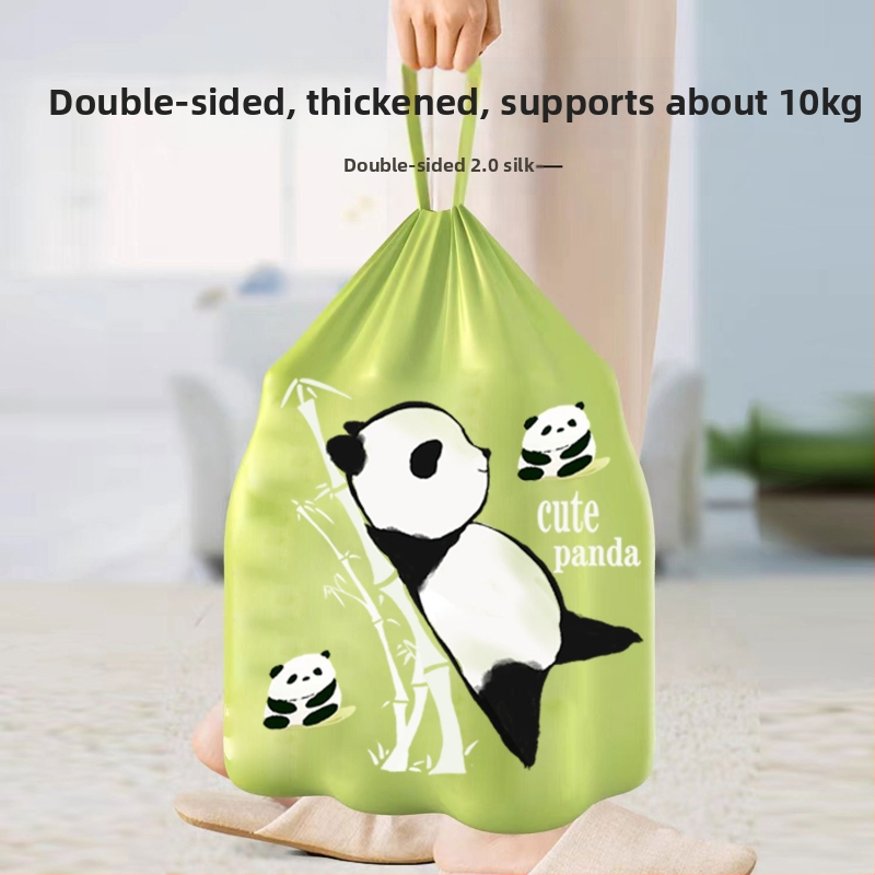 Чанта за боклук с връзки за заек в стил панда, национална тенденция, извличане, удебелена торба за почистване, затваряне, чанта, кухненска чанта, навита и опъната