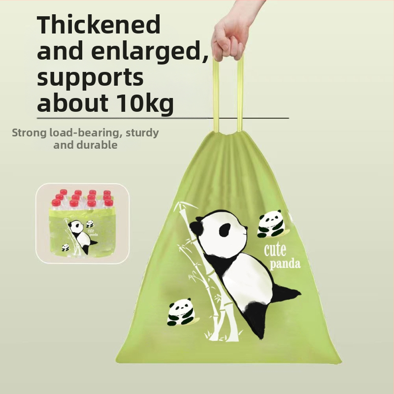 Чанта за боклук с връзки за заек в стил панда, национална тенденция, извличане, удебелена торба за почистване, затваряне, чанта, кухненска чанта, навита и опъната