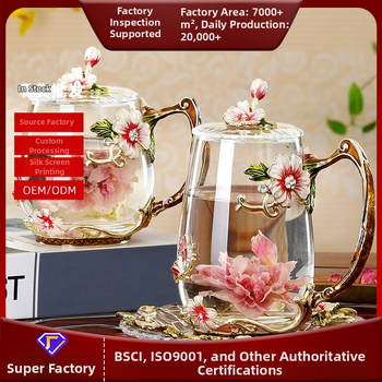 Hulgimüük emailiga tass uue stiili daamide kõrge väärtusega majapidamislilledega teetass tipptasemel kontorisse peen veetass õpetajale