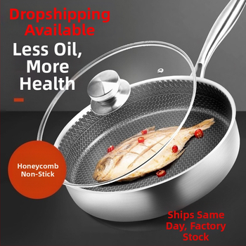 Επαγωγικό τηγάνι κουζίνας αντικολλητικό μικρό τηγάνι 304 από ανοξείδωτο ατσάλι τηγανητό ψάρι μπριζόλα αυγού τηγανίτα τηγανίτα με κυψελωτό τηγάνι