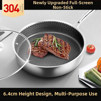 Επαγωγικό τηγάνι κουζίνας αντικολλητικό μικρό τηγάνι 304 από ανοξείδωτο ατσάλι τηγανητό ψάρι μπριζόλα αυγού τηγανίτα τηγανίτα με κυψελωτό τηγάνι