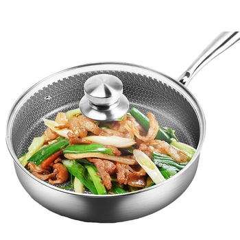 Επαγωγικό τηγάνι κουζίνας αντικολλητικό μικρό τηγάνι 304 από ανοξείδωτο ατσάλι τηγανητό ψάρι μπριζόλα αυγού τηγανίτα τηγανίτα με κυψελωτό τηγάνι