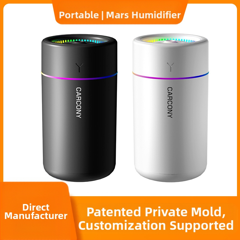 Mažas drėkintuvas, tirštas rūkas, spalvinga atmosfera, lengvas, tylus drėkinimas, gali papildyti aromaterapija namams, automobiliams ir biurui