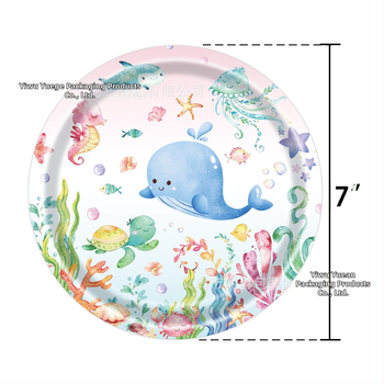 Нови подводни светове, океански теми, детски рожден ден, консумативи за еднократна употреба, хартиени чинии, комплект хартиени чаши