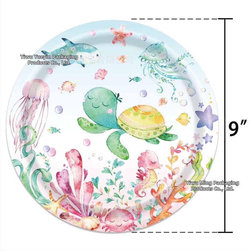 Нови подводни светове, океански теми, детски рожден ден, консумативи за еднократна употреба, хартиени чинии, комплект хартиени чаши