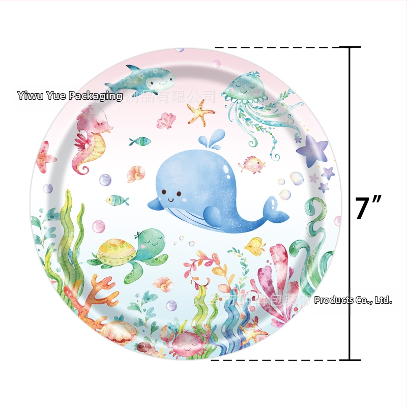Нови подводни светове, океански теми, детски рожден ден, консумативи за еднократна употреба, хартиени чинии, комплект хартиени чаши