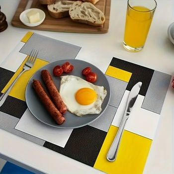 4 tükki/6 tükki, moodne loominguline abstraktne kunst, punane mustvalge hall ruudustik, mustvalge hall ruudustik, must, kollane ja valge hall ruudustik