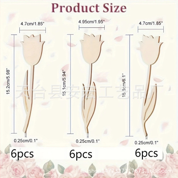 на склад 3 празни дървени парчета във формата на цвете лале, „Направи си сам“, празнична декорация, ръчно рисувани графити, висулка 18