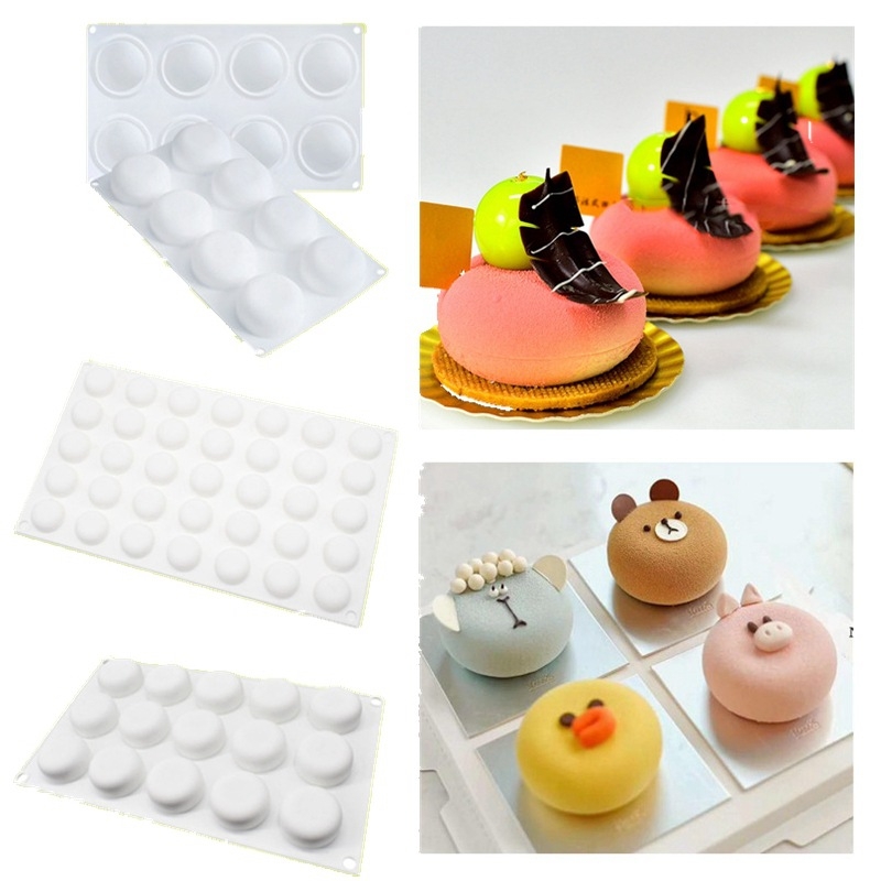 35-osaline väike lame ümmargune sisemine vahukoogivorm ümmargune võileiva silikoonvorm väike trummelkile magustoidu fondantküpsetusvorm