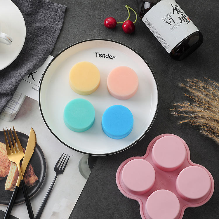 В наличност 4-частична цилиндрична силиконова форма за мус от 4 части, Направи си сам прибори за печене, цилиндрична форма за оризова торта от френски десерт