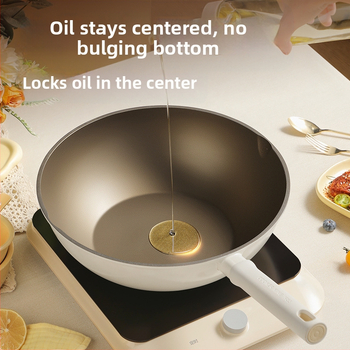 Cooker King Wok-nakkumatu pann toiduvalmistamiseks ja õli kogumiseks, kerge majapidamispann, universaalne, kerge, lameda põhjaga, süvendatud titaanist mittenakkuva panniga