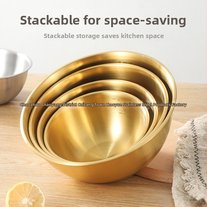 Неръждаема стомана, корейска купа за салата, купа за яйца с везна, печене и купа, домакински готварски басейн, купа за студено смесване, купа за студени юфка