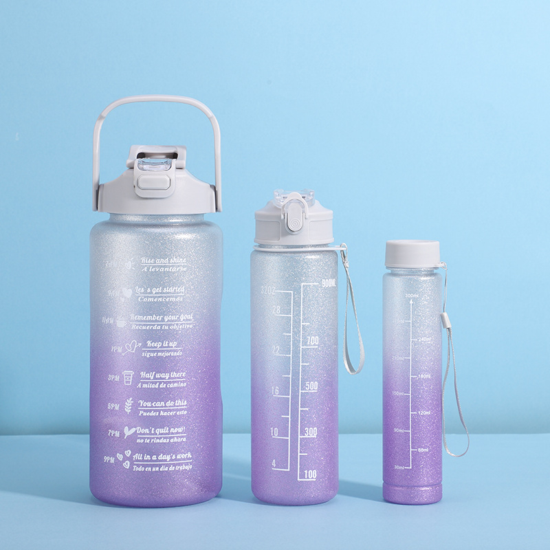 Διασυνοριακό Αθλητικό Ποτήρι Νερού Καλοκαιρινό Κύπελλο Μεγάλης Χωρητικότητας Σετ Τριών Τεμαχίων Κύπελλο Βραστήρα με Καλαμάκι, Πλαστικό Κύπελλο Space Cup Χονδρική