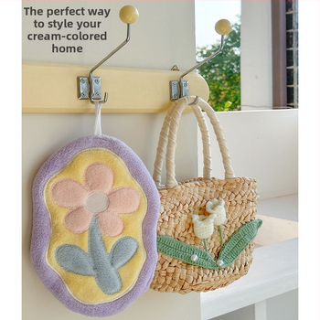 Rankšluostį galima pakabinti. Naujas mielas koralų aksomas, tulpės, ramunėlių spalvos, sugeriantis buitinis kvadratinis rankšluostis, vonios kambariui, virtuvės rankšluostis.