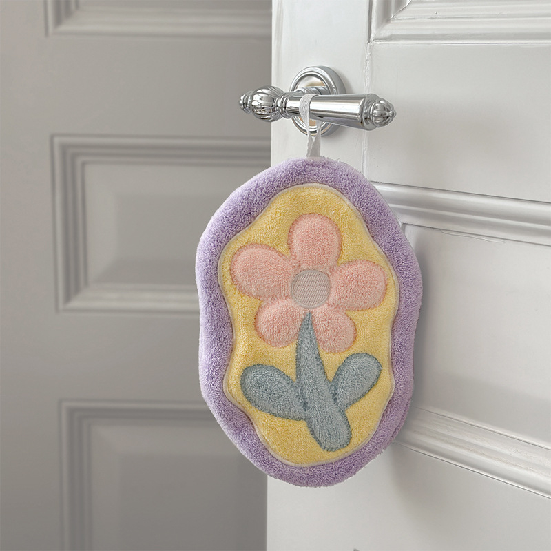 Rankšluostį galima pakabinti. Naujas mielas koralų aksomas, tulpės, ramunėlių spalvos, sugeriantis buitinis kvadratinis rankšluostis, vonios kambariui, virtuvės rankšluostis.