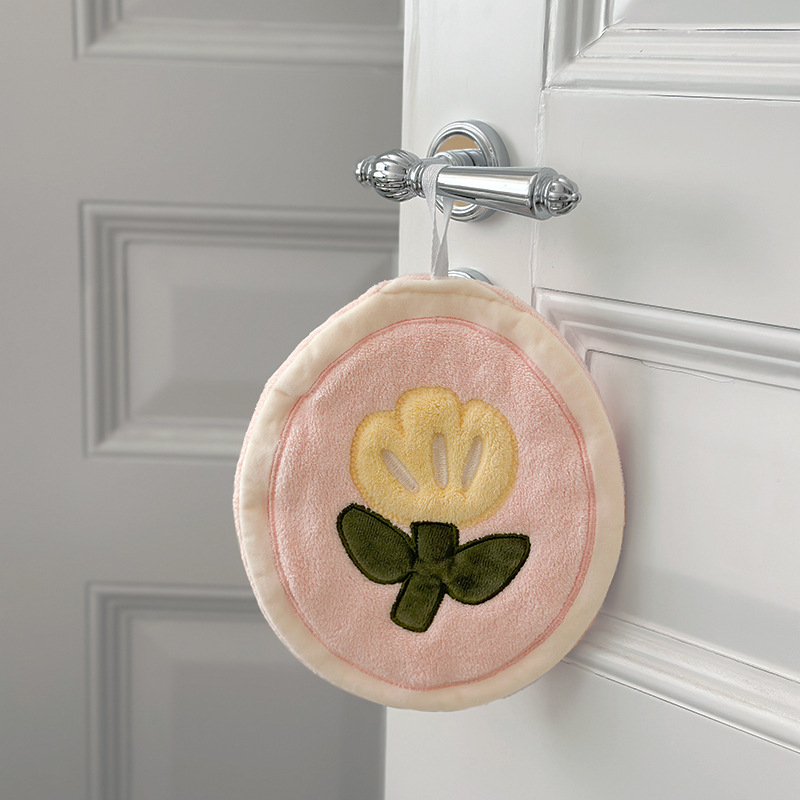 Rankšluostį galima pakabinti. Naujas mielas koralų aksomas, tulpės, ramunėlių spalvos, sugeriantis buitinis kvadratinis rankšluostis, vonios kambariui, virtuvės rankšluostis.