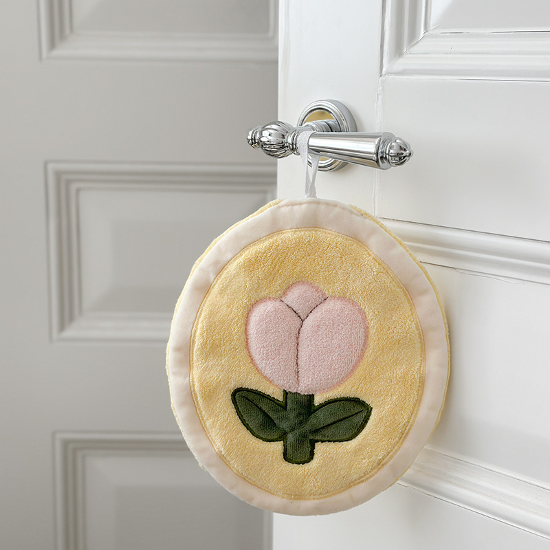 Rankšluostį galima pakabinti. Naujas mielas koralų aksomas, tulpės, ramunėlių spalvos, sugeriantis buitinis kvadratinis rankšluostis, vonios kambariui, virtuvės rankšluostis.