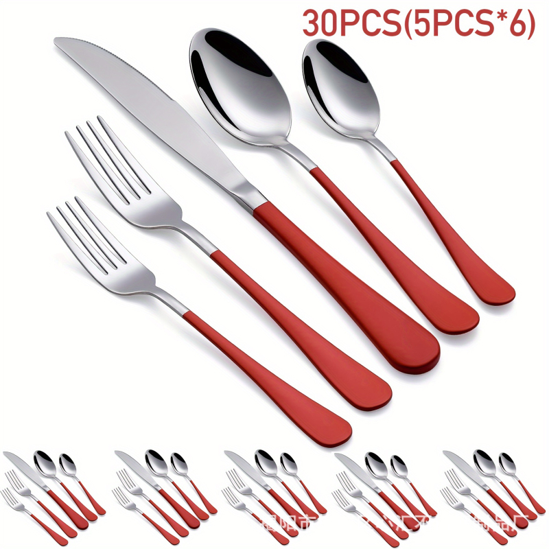 Tehase hulgimüügi roostevabast terasest värvinuga, kahvel ja lusikas viiest osast koosnev lauanõud majapidamis-, hotelli- ja restorani lääne toidu kaasaskantavatele lauanõudele