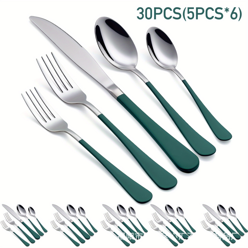 Tehase hulgimüügi roostevabast terasest värvinuga, kahvel ja lusikas viiest osast koosnev lauanõud majapidamis-, hotelli- ja restorani lääne toidu kaasaskantavatele lauanõudele