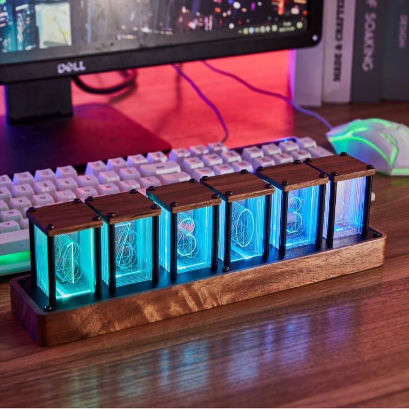 Ceas cu tub luminos Ceas de desktop Amazon recomandat Ceas cu tub luminos fără asamblare Ceas deșteptător creativ cu temporizator