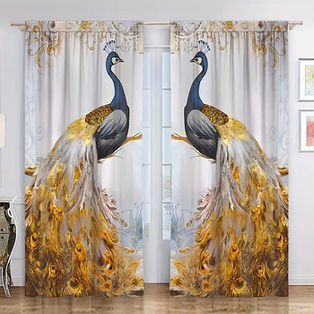 2 vnt. auksinių plunksnų povo rašto užuolaidų miegamojo biuro virtuvės svetainės studijų namų dekoravimui