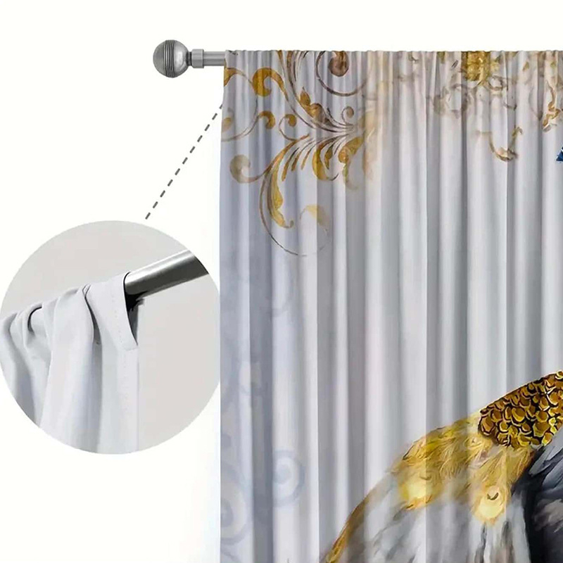 2 vnt. auksinių plunksnų povo rašto užuolaidų miegamojo biuro virtuvės svetainės studijų namų dekoravimui