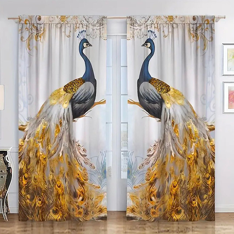 2 vnt. auksinių plunksnų povo rašto užuolaidų miegamojo biuro virtuvės svetainės studijų namų dekoravimui