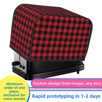 Raudonai juodas ir baltas languotas kalėdinis dviejų dalių skrudintuvo uždangalas, duonos kepimo aparato uždangalas, virtuvės smulkios buitinės technikos uždangalas, atsparus dulkėms